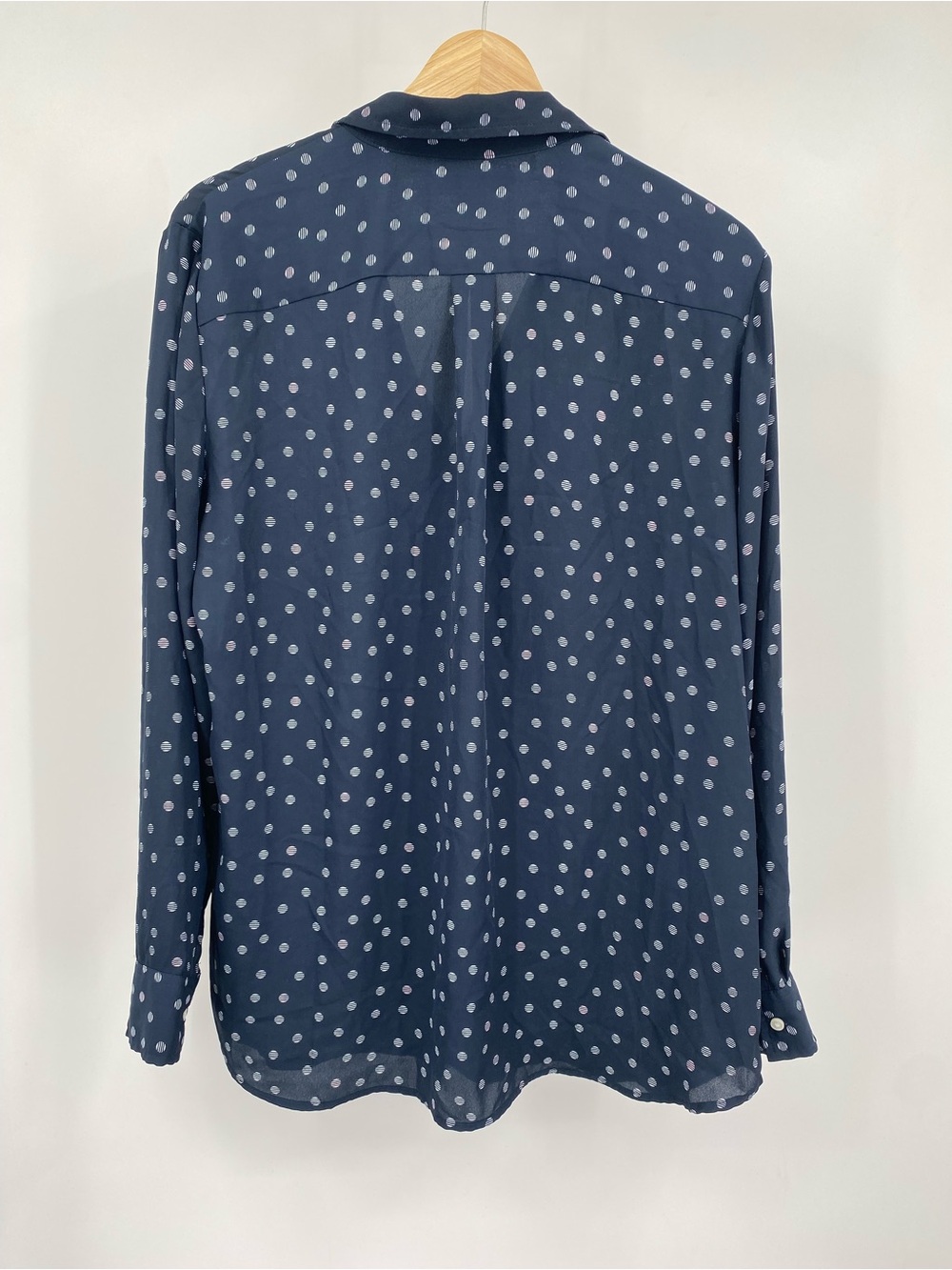 Banana Republic polka dot long-sleeve blouse Navy Blue Size Large - Picture 6 of 12